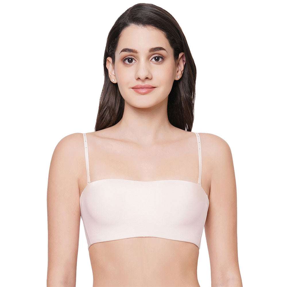 Basic Mold Padded Wired Half Cup Strapless Bandeau T Shirt Bras - Light Pink