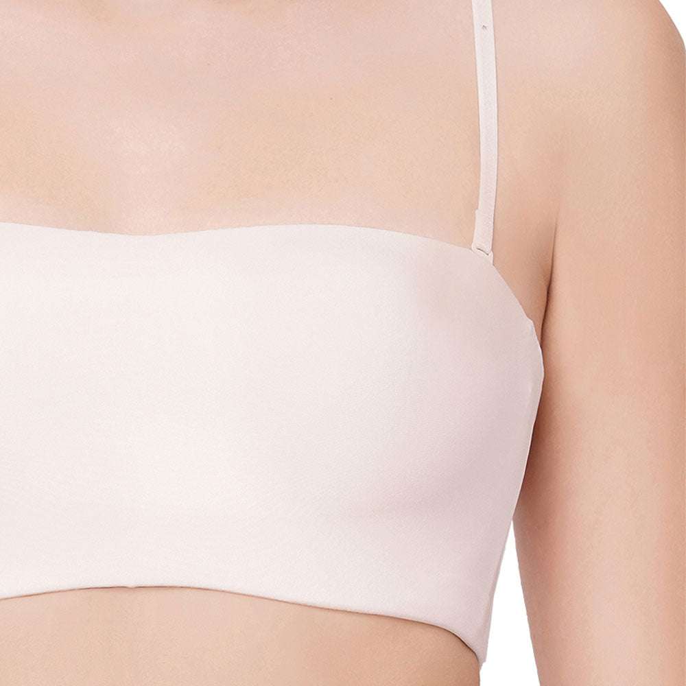 Basic Mold Padded Wired Half Cup Strapless Bandeau T-Shirt Bra - Light Pink