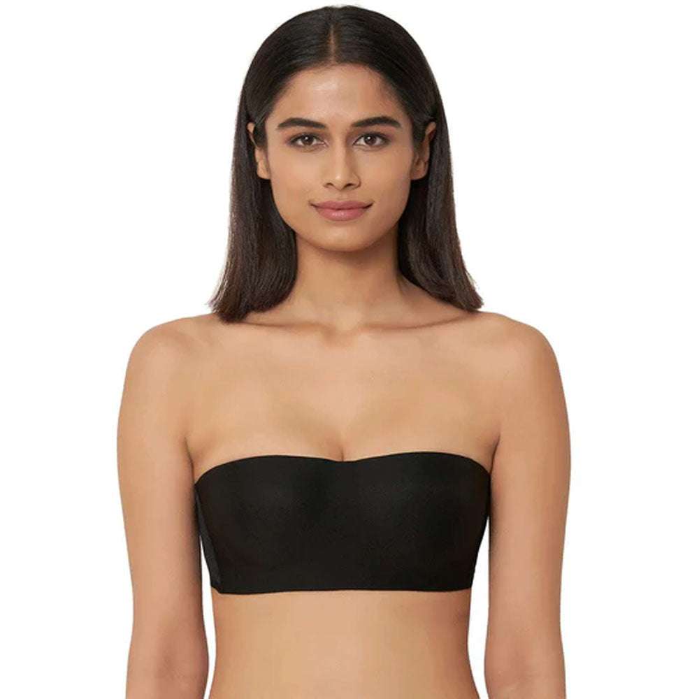 Plus Size Black Seamless Padded Non-Wired Bandeau Bra