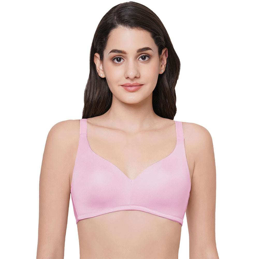 Basic Mold Padded Non Wired Full Coverage Everyday T-Shirt Bra - Pink