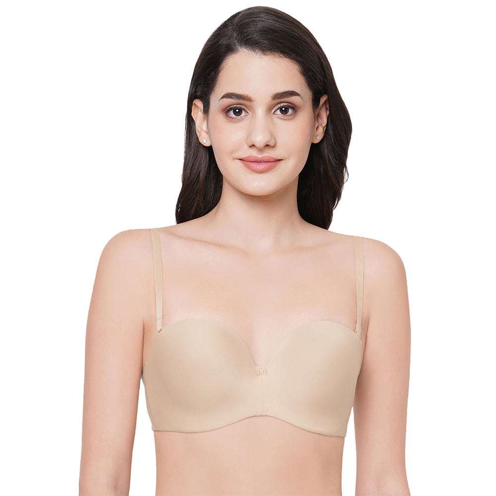 Buy Basic Mold Padded Wired Half Cup Strapless T Shirt Bras-Beige