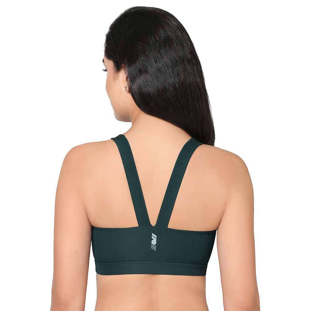 Sports Lover Padded Non-wired High Neck Medium Intensity Full coverage Sports Bra - Green