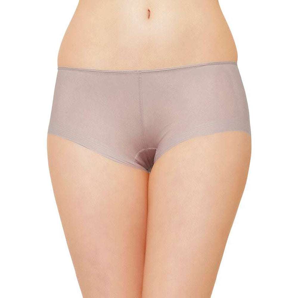 Feel Free Mid Waist Full Coverage Solid Boyleg Panty - Beige