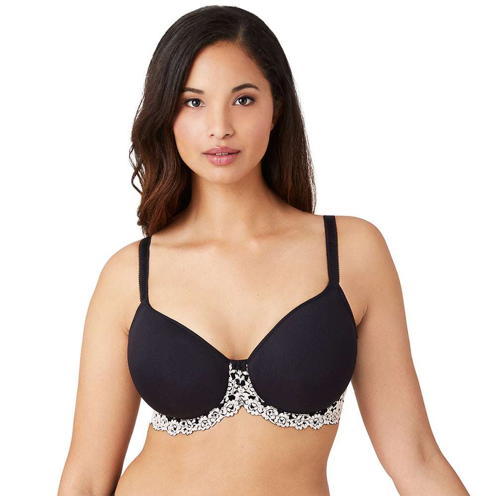 Embrace Lace Contour Padded Wired 3/4th Cup Everyday Wear Medium coverage  T-Shirt Bra - Black