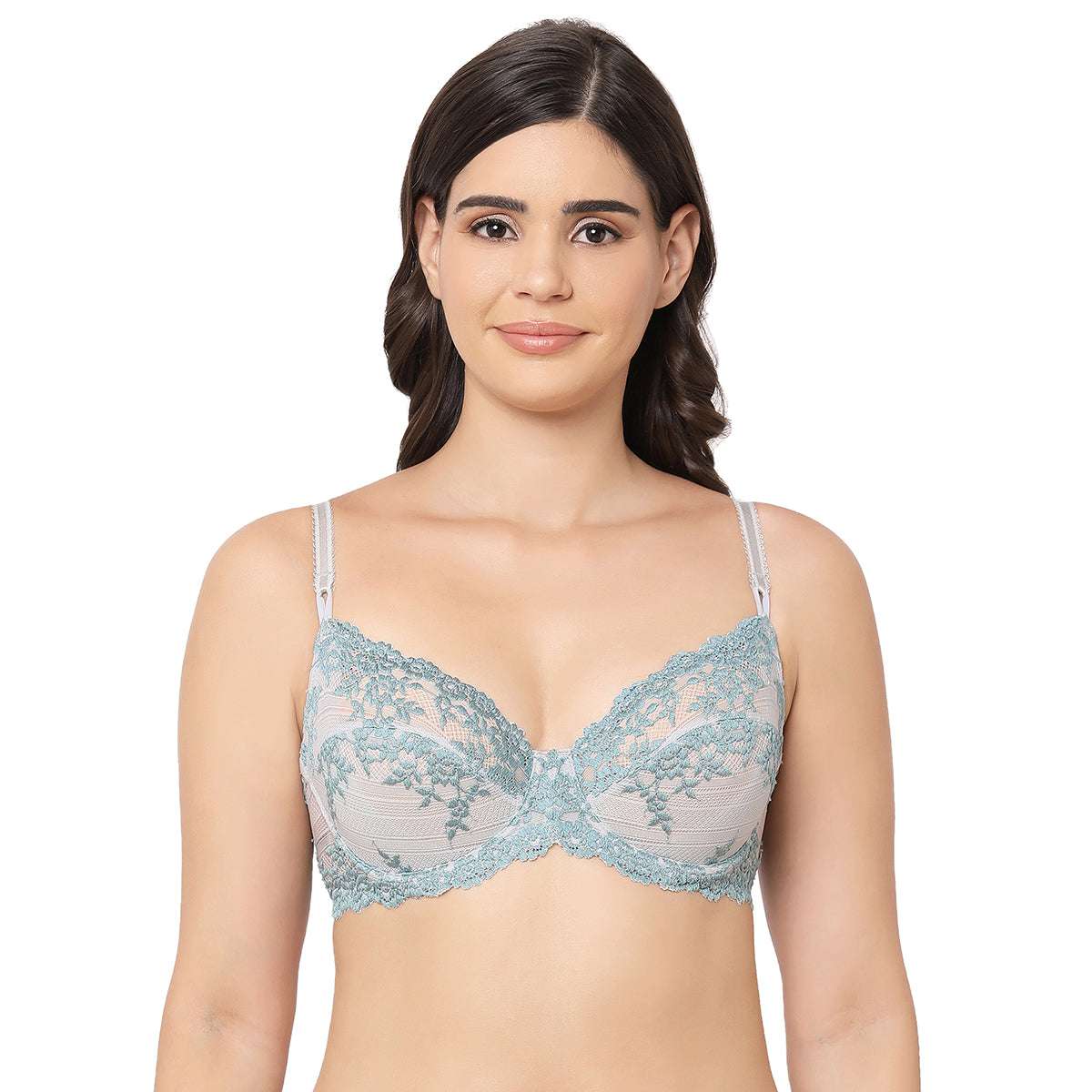 Embrace Lace Non Padded Wired 3/4th Cup Bridal Wear Medium coverage Fashion  Bra - Grey