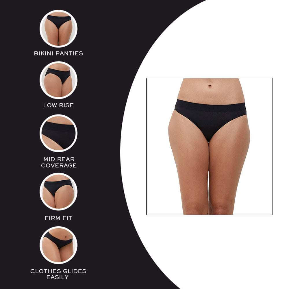 B-Smooth Low Waist Medium Coverage Everyday Wear Seamless Bikini Panty - Black
