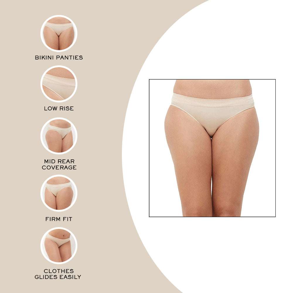 B-Smooth Low Waist Medium Coverage Everyday Wear Seamless Bikini Panty - Beige