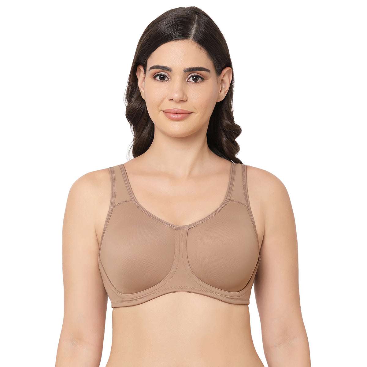 Sport Non Padded Wired Full Coverage Full Support High Intensity Sports Bra  - Brown