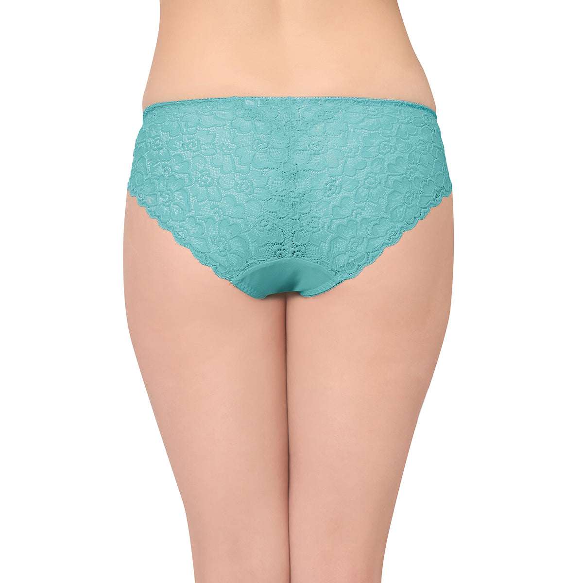 Plush Desire Low Waist Medium Coverage Bridal Wear Lace Bikini Panty - Blue