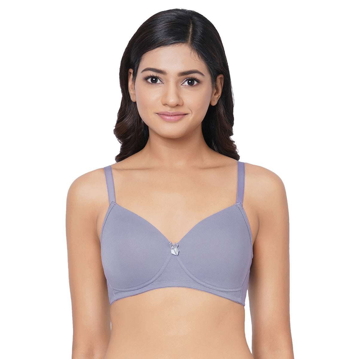 Essentials Padded Non Wired Full Cup Cotton Comfortable T-Shirt Bra - Grey
