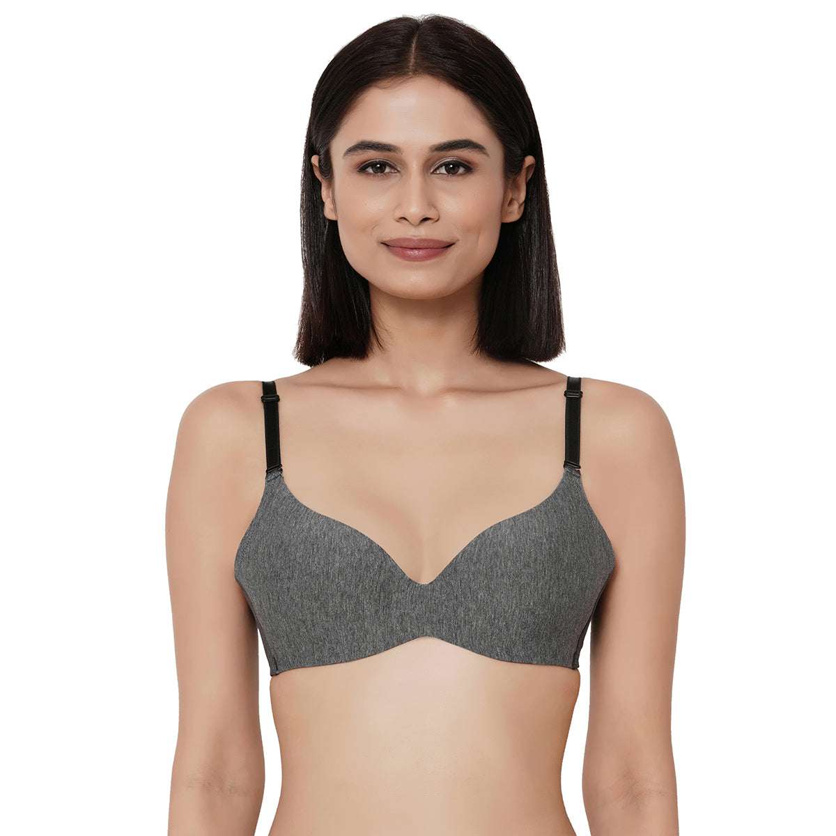 Buy Synchro Padded Non Wired 3 4th Cup Everyday Wear T shirt Bra Grey buy-synchro-padded-non-wired-3-4th-cup-everyday-wear-t-shirt-bra-grey