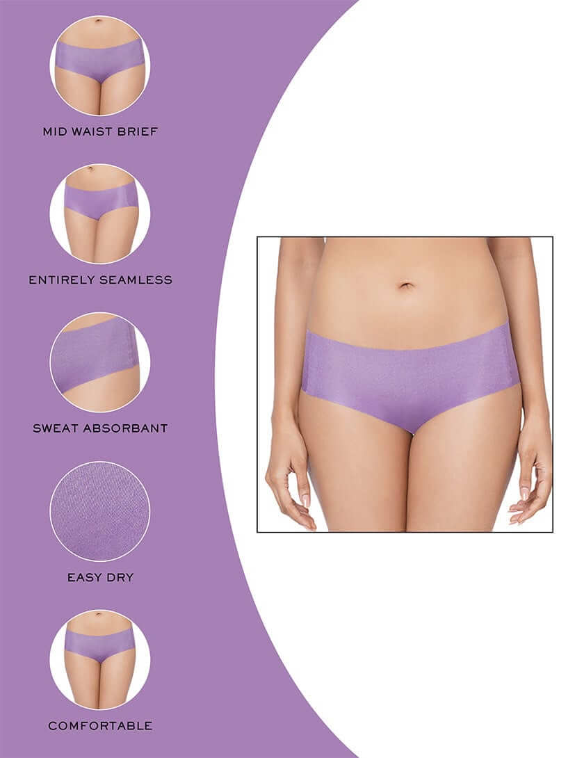 Gococi Mid Waist Full Coverage Everyday Wear Hipster Panty - Purple