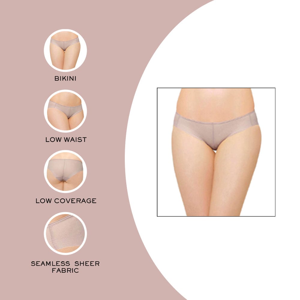 Feel Free Sheer Low Waist  Low Coverage Everyday Wear Bikini Panty - Beige