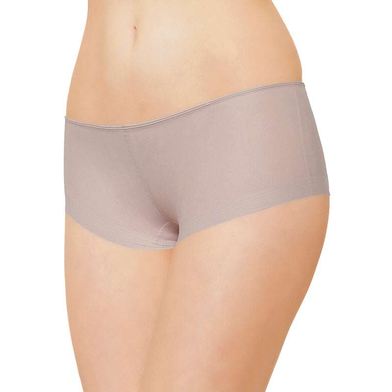 Feel Free Mid Waist Full Coverage Solid Boyleg Panty - Beige