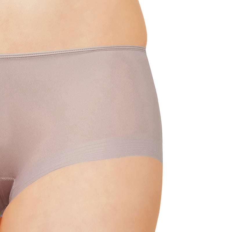 Feel Free Mid Waist Full Coverage Solid Boyleg Panty - Beige