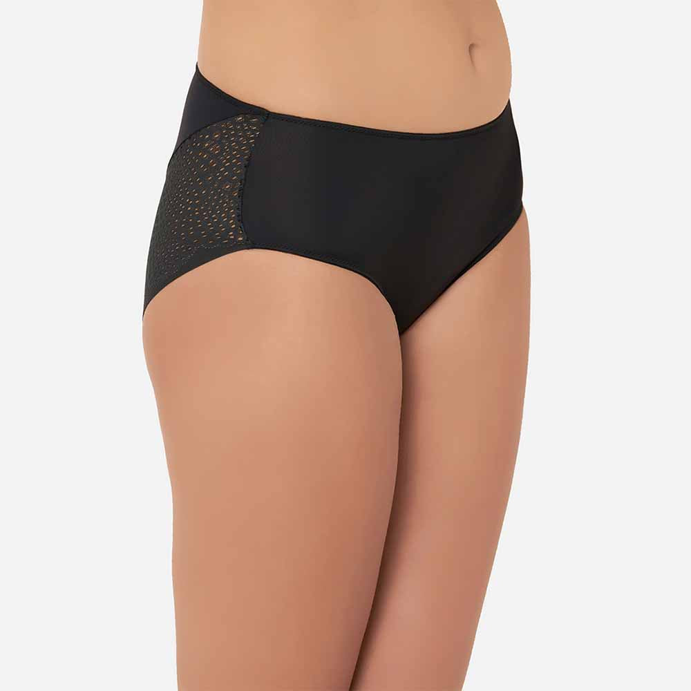 Forma Mid Waist Medium Coverage Everyday Wear Hipster Panty - Black