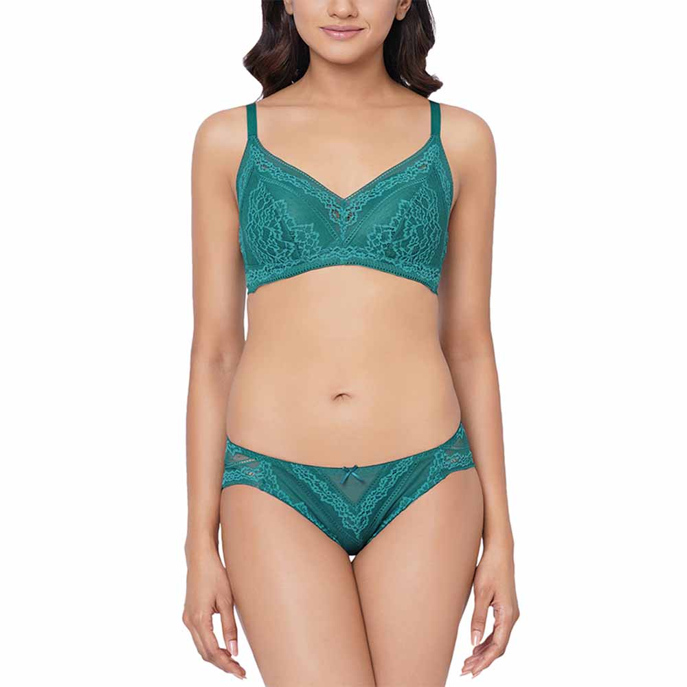 Lucy Low Waist Medium Coverage Bridal Wear Lace Bikini Panty - Teal