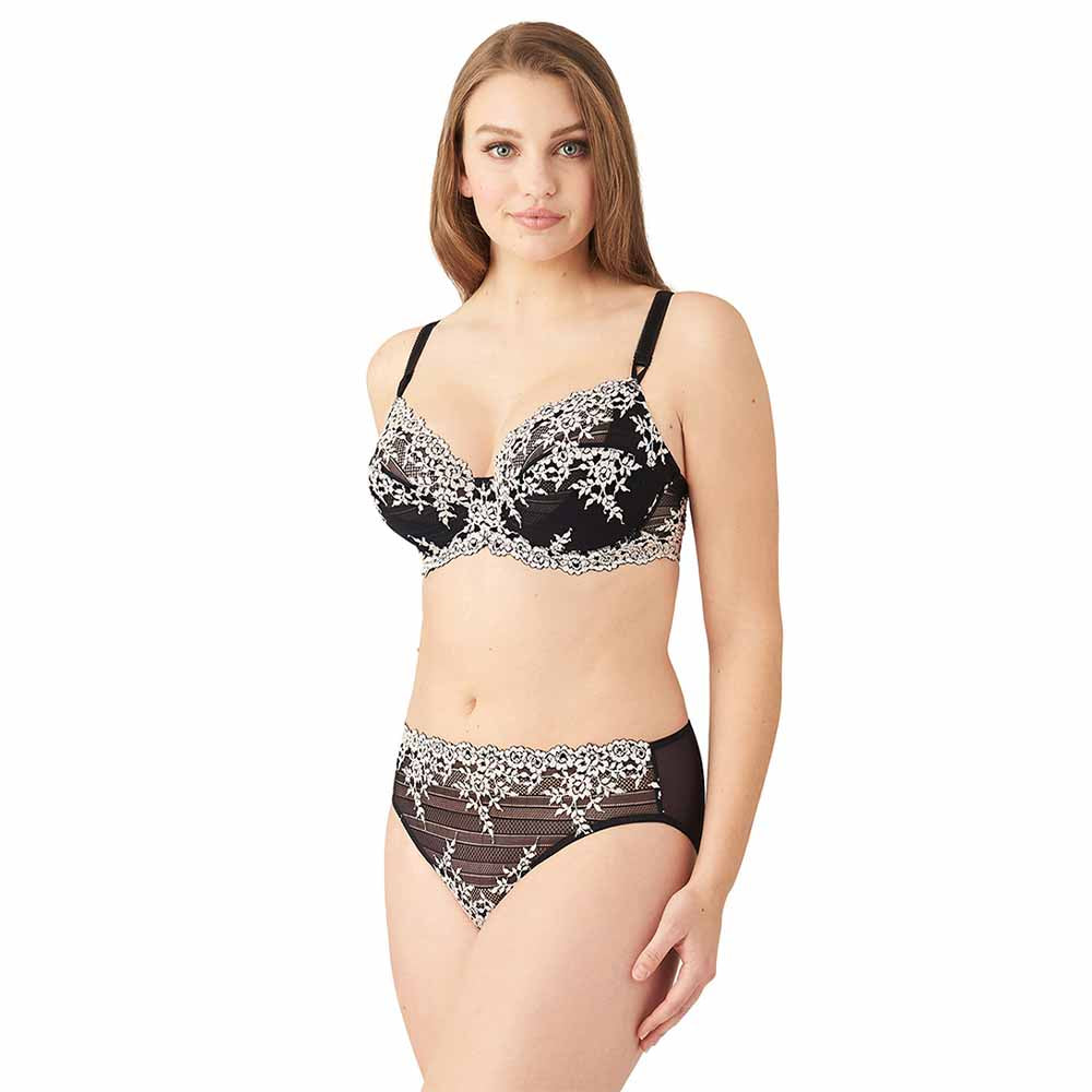 Embrace Lace Non Padded Wired 3/4th Cup Bridal Wear Medium coverage Fashion Bra - Black