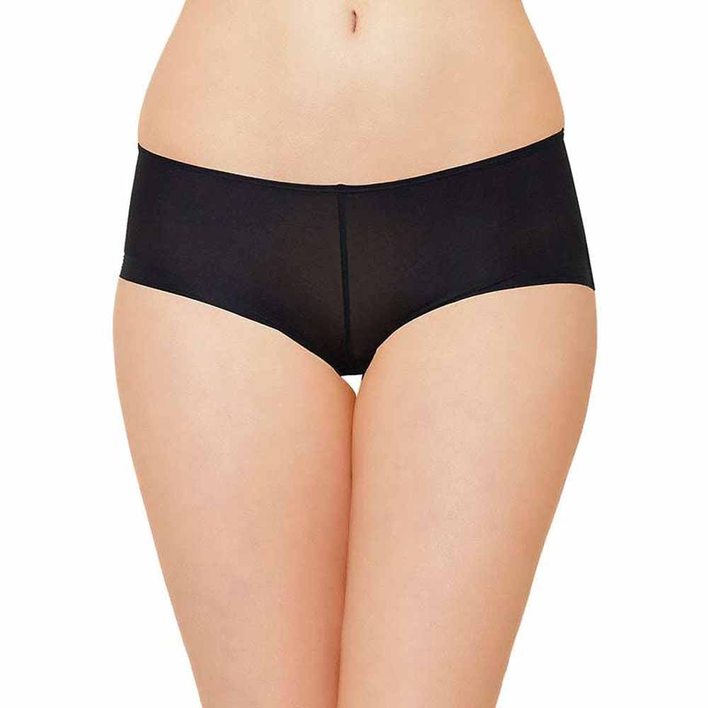 Feel Free Mid Waist  Full Coverage Everyday Wear Boy Leg Panty - Black