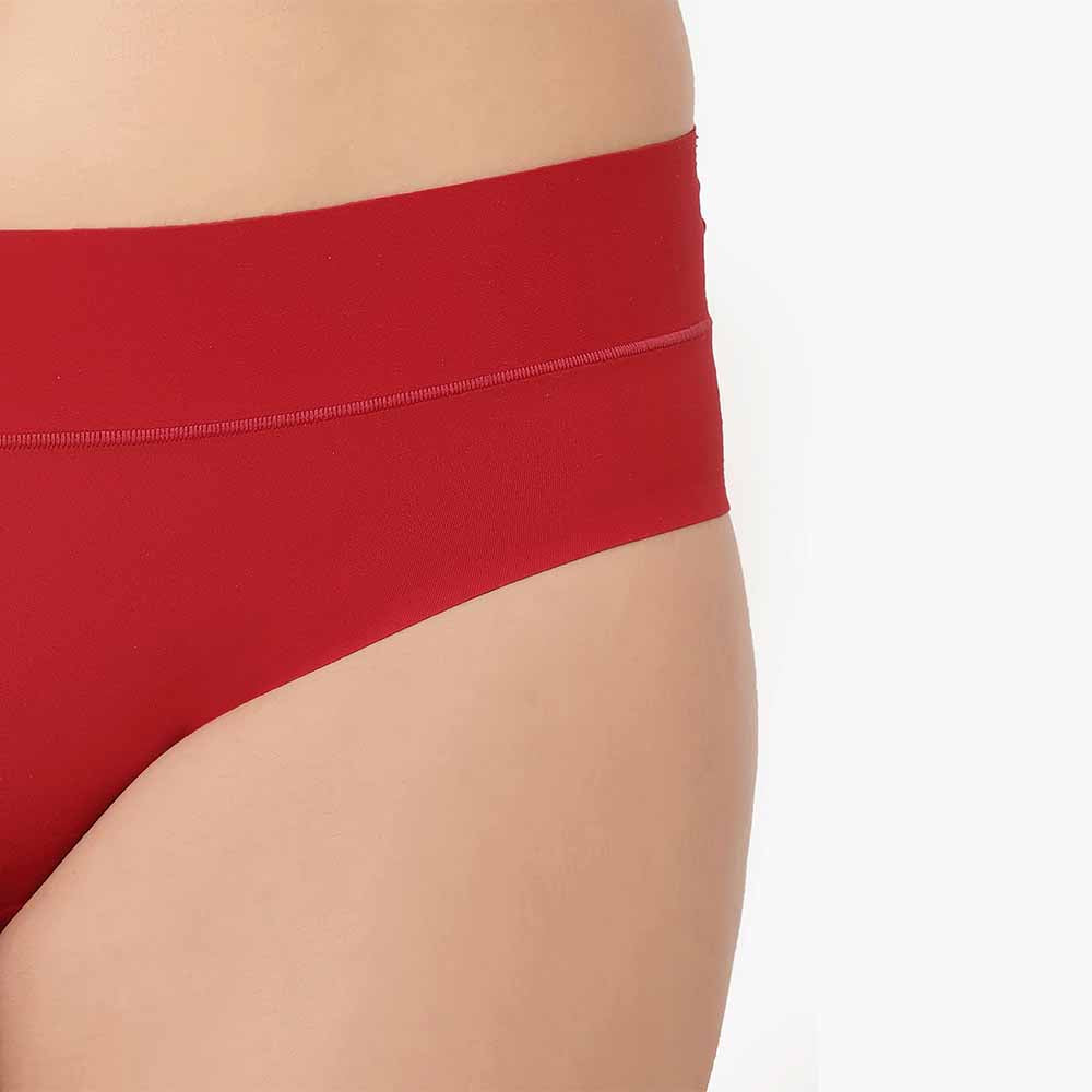 At Ease Mid Waist Medium Coverage Everyday Wear Hipster Panty - Red