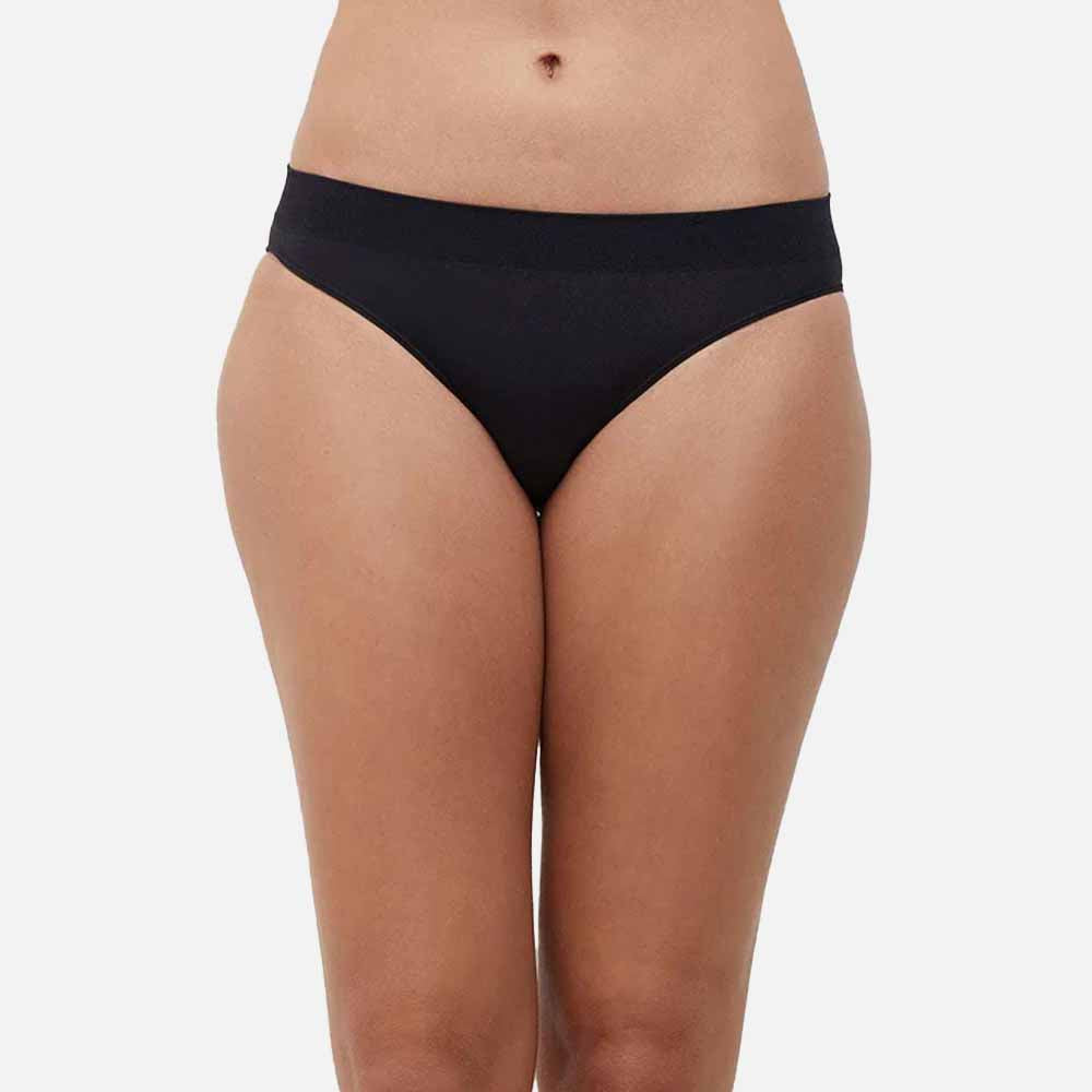 B-Smooth Low Waist Medium Coverage Everyday Wear Seamless Bikini Panty - Black