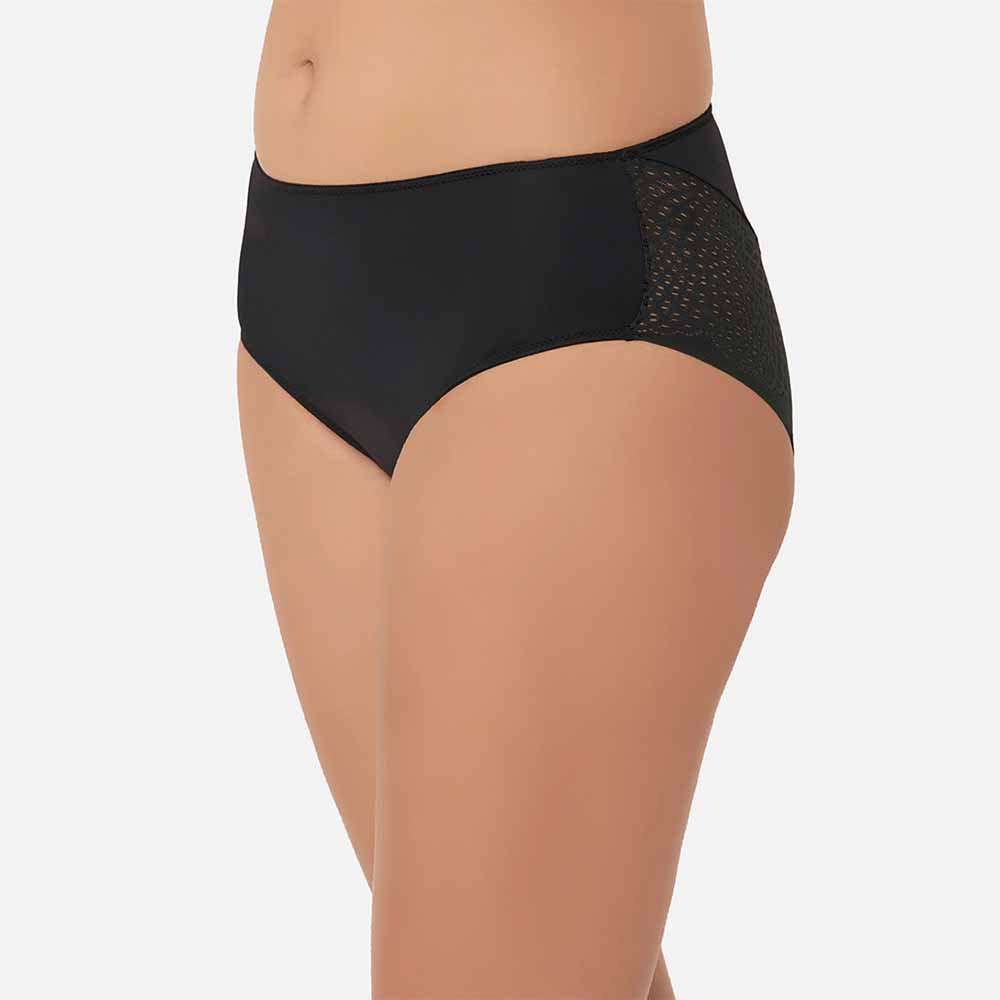Forma Mid Waist Medium Coverage Everyday Wear Hipster Panty - Black
