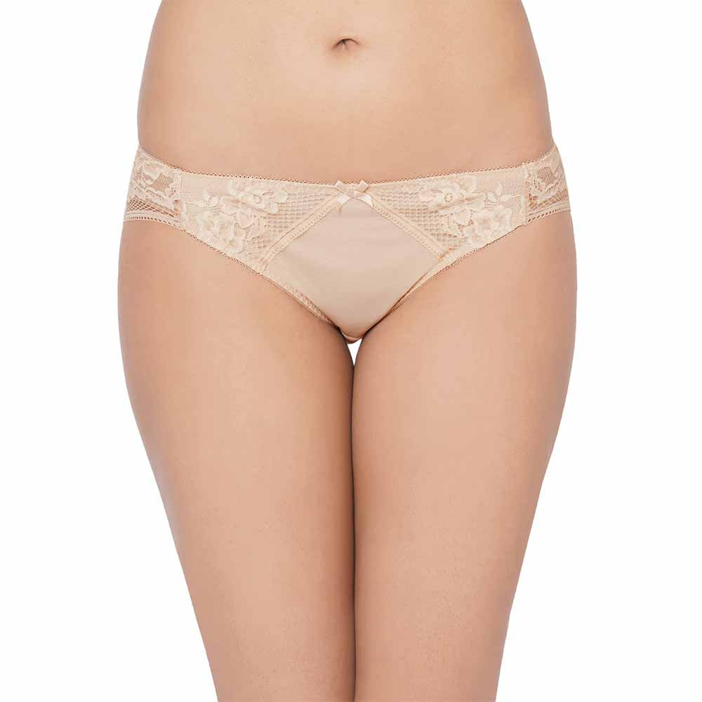 Evy Low Waist Medium Coverage Bridal Wear Lace Bikini Panty - Beige