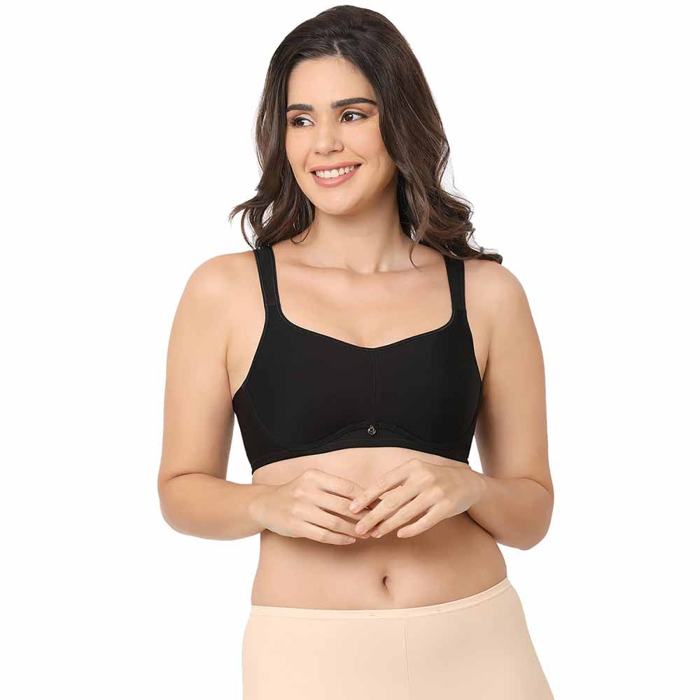 Asean Lightly Padded Wired Full Cup Everyday Wear Plus Size Full Support Minimizer Bra - Black