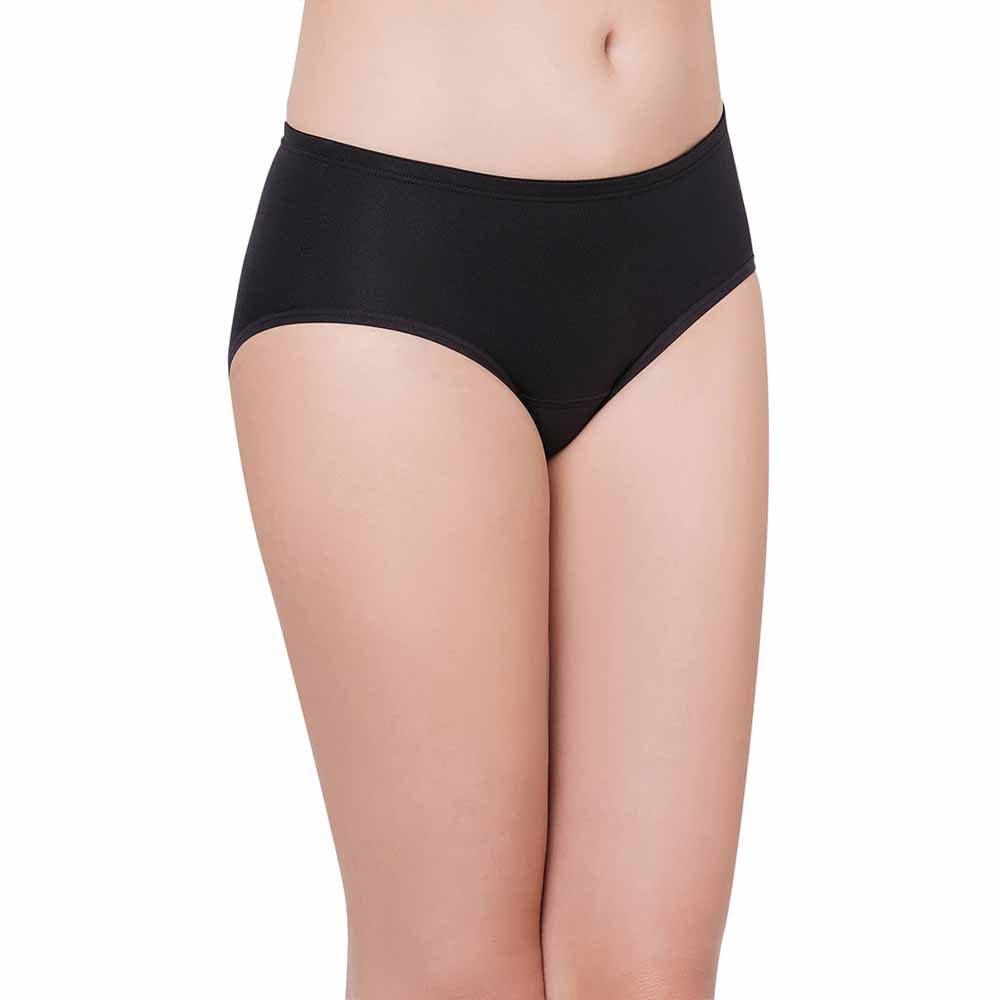 Hygieni Mid Waist Full Coverage Day Wear High Absorbency Period Panty - Black