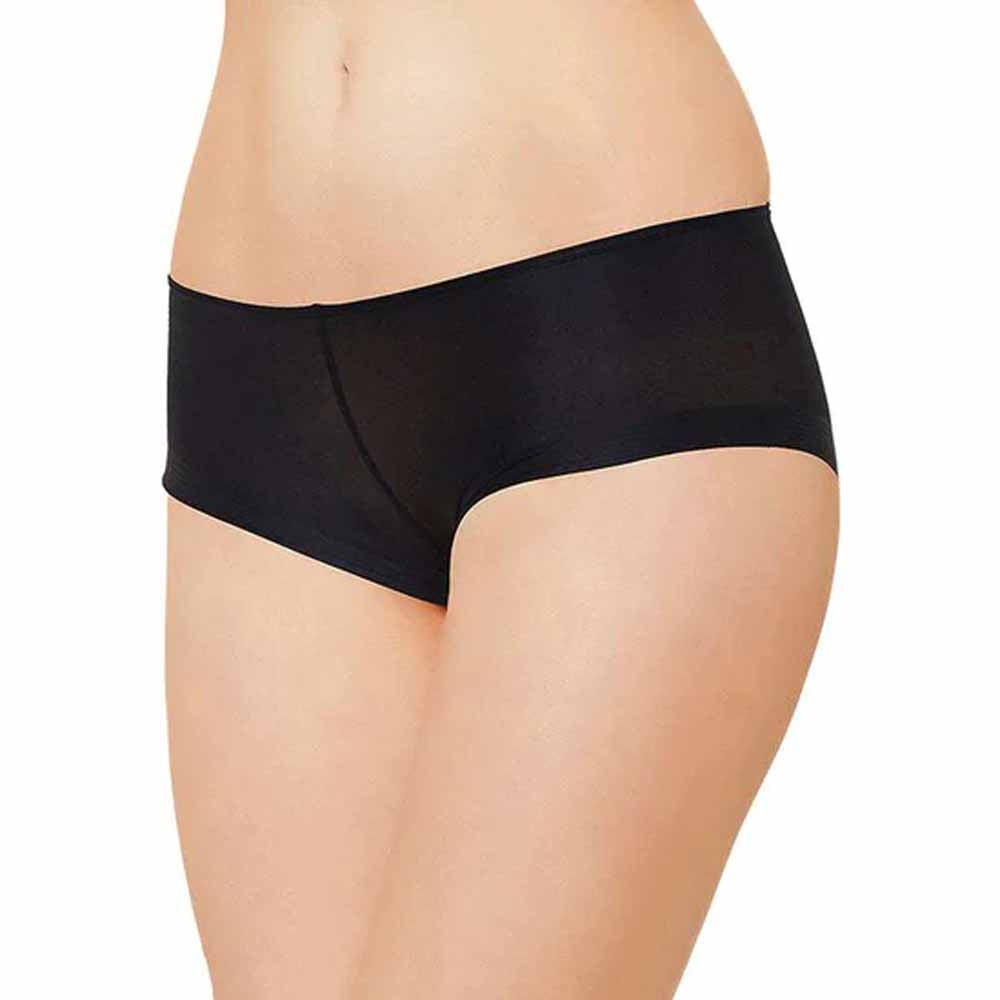 Feel Free Mid Waist  Full Coverage Everyday Wear Boy Leg Panty - Black