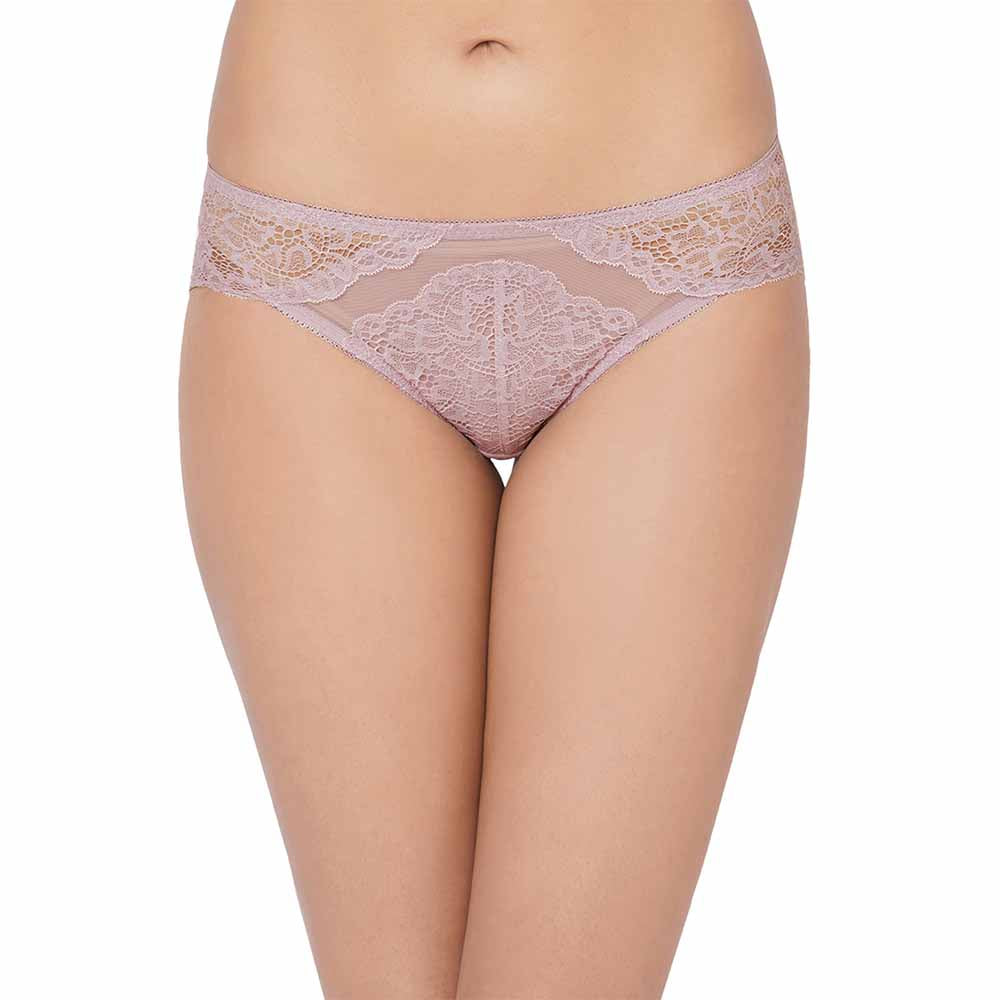 Emma Lace Low Waist Medium Coverage Bridal Wear Lace Bikini Panty - Light Purple