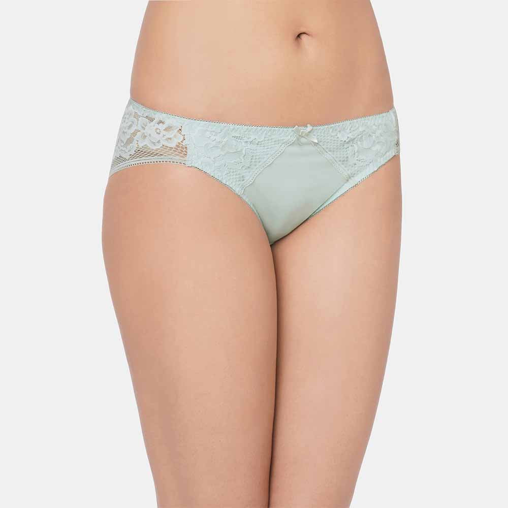 Evy Low Waist Medium Coverage Bridal Wear Lace Bikini Panty - Mint Green