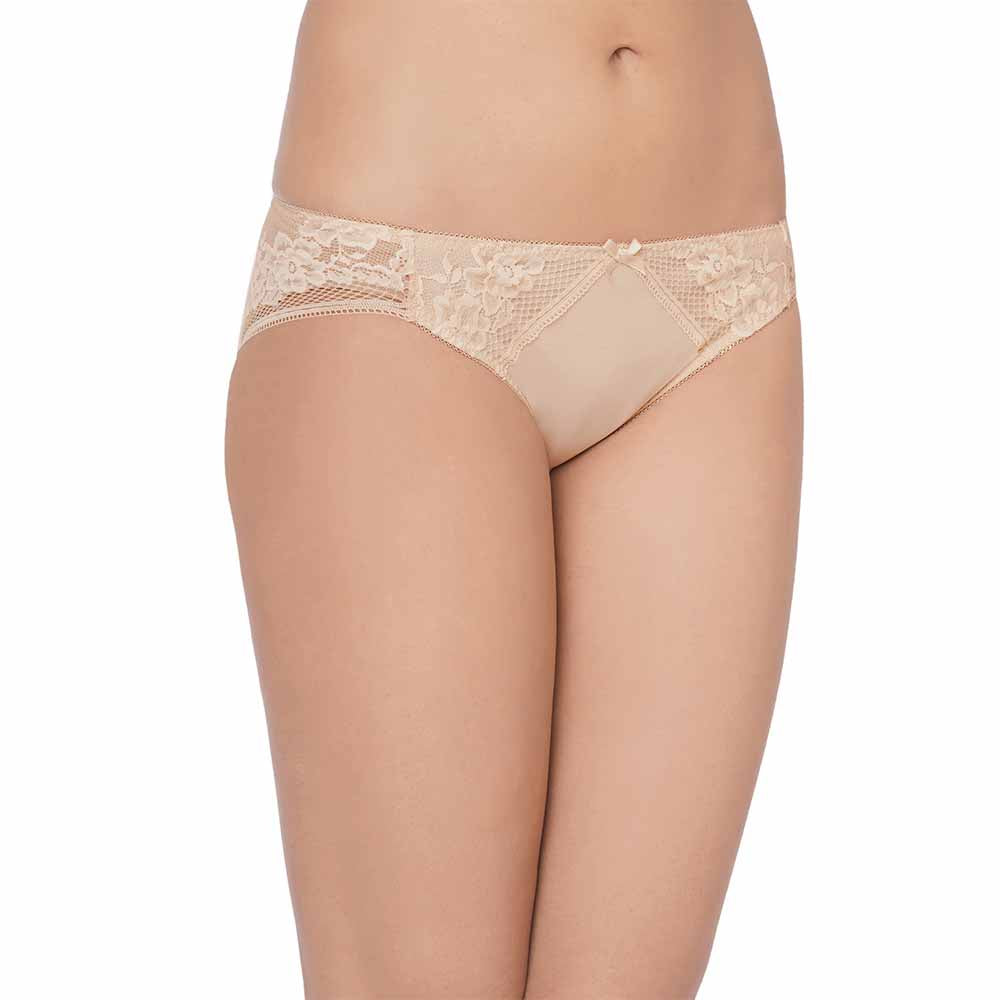 Evy Low Waist Medium Coverage Bridal Wear Lace Bikini Panty - Beige