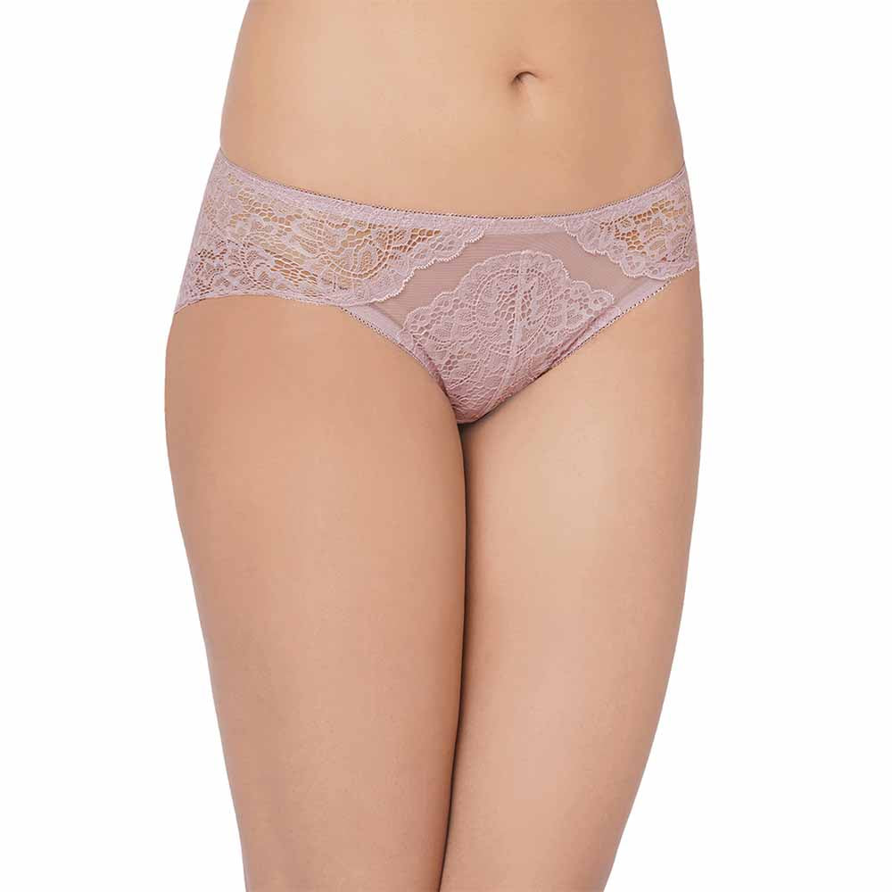 Emma Lace Low Waist Medium Coverage Bridal Wear Lace Bikini Panty - Light Purple