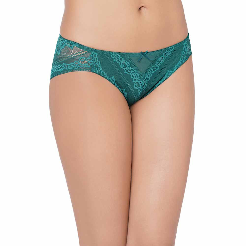 Lucy Low Waist Medium Coverage Bridal Wear Lace Bikini Panty - Teal