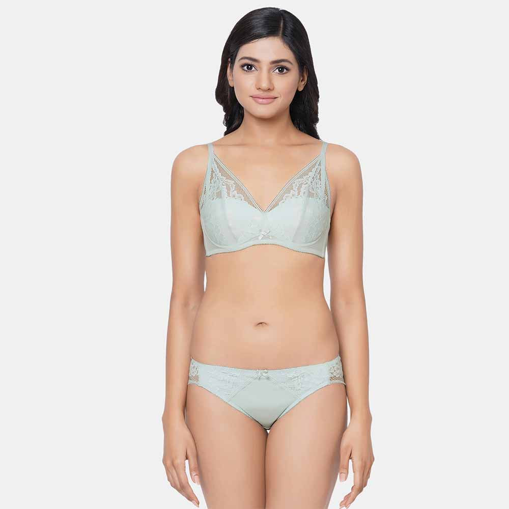 Evy Low Waist Medium Coverage Bridal Wear Lace Bikini Panty - Mint Green