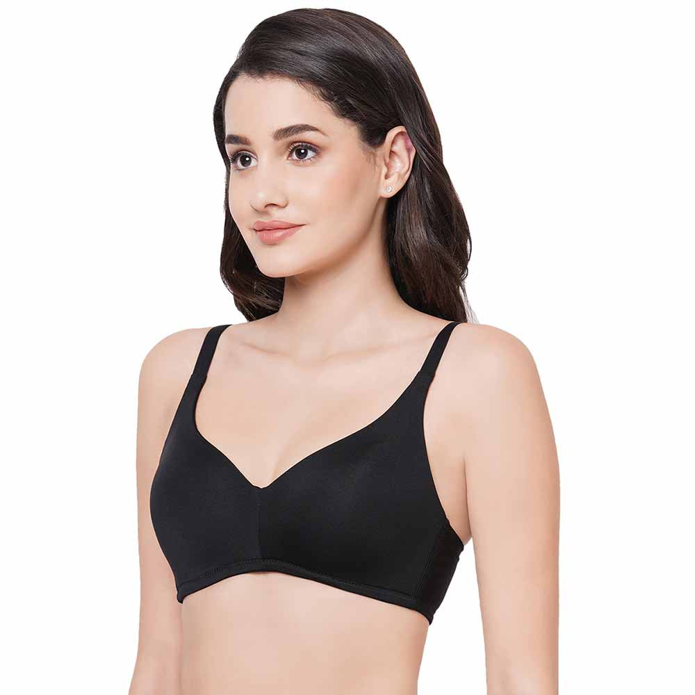 Basic Mold Padded Non Wired Full Coverage Everyday T-Shirt Bra - Black