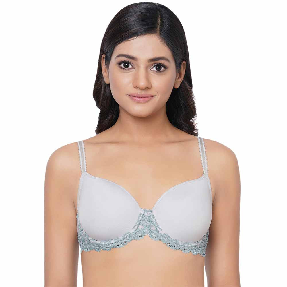 Embrace Lace Contour Padded Wired 3/4th Cup Everyday Wear Medium coverage T-Shirt Bra - Light Blue