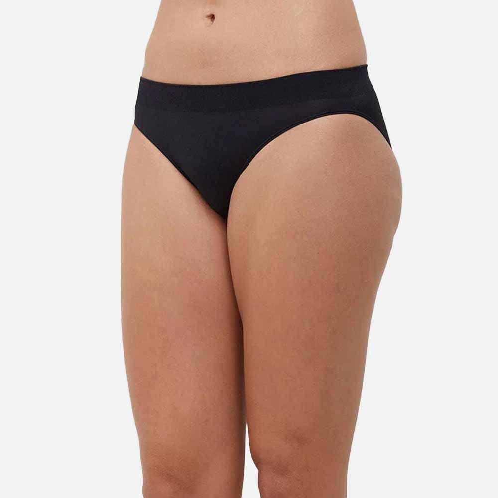 B-Smooth Low Waist Medium Coverage Everyday Wear Seamless Bikini Panty - Black