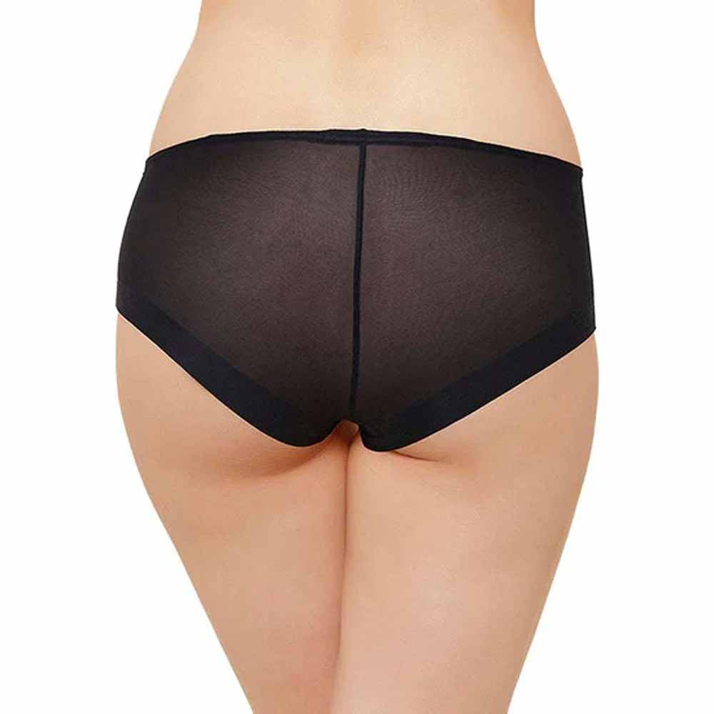 Feel Free Mid Waist  Full Coverage Everyday Wear Boy Leg Panty - Black