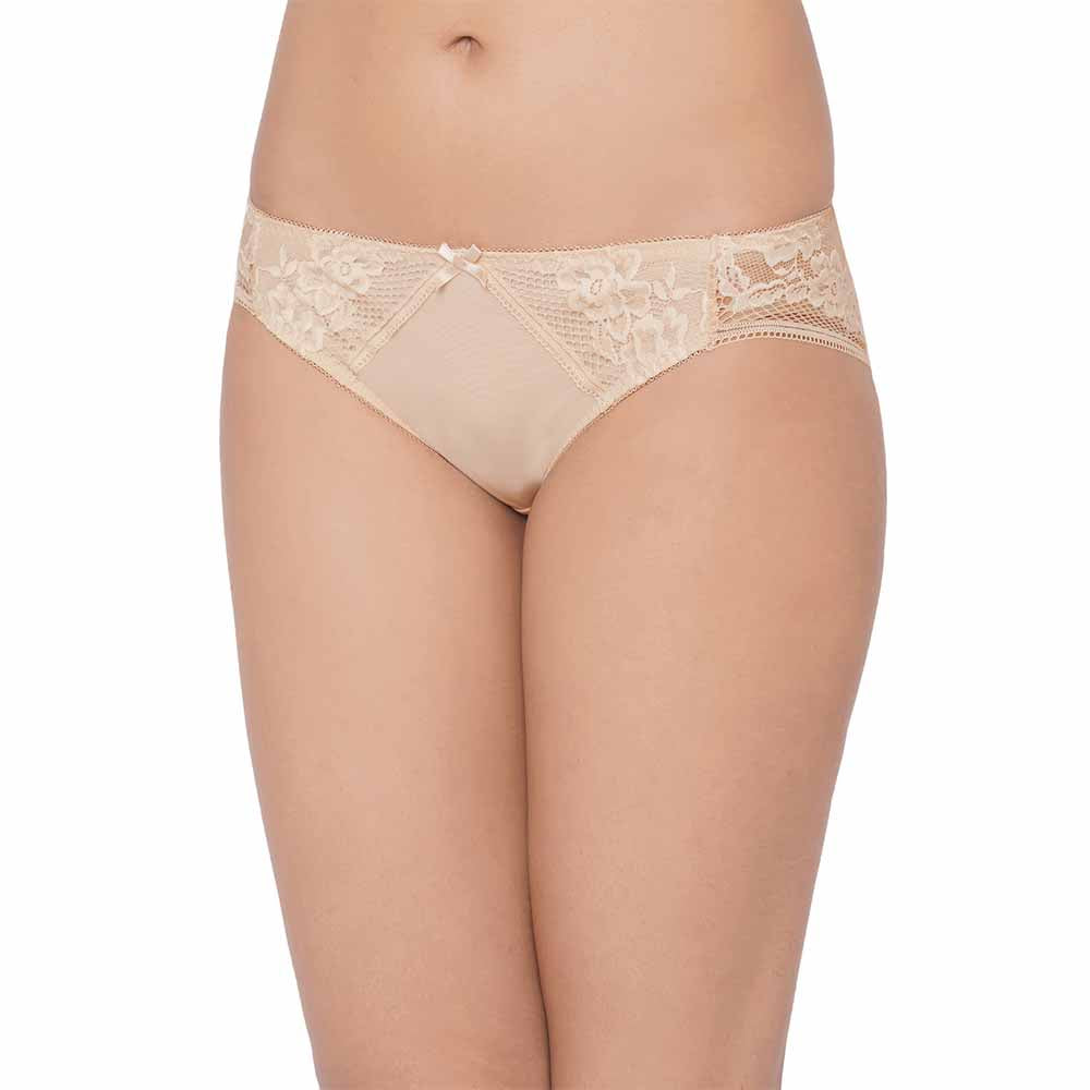 Evy Low Waist Medium Coverage Bridal Wear Lace Bikini Panty - Beige