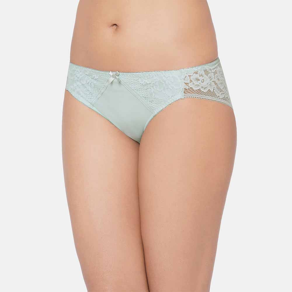 Evy Low Waist Medium Coverage Bridal Wear Lace Bikini Panty - Mint Green