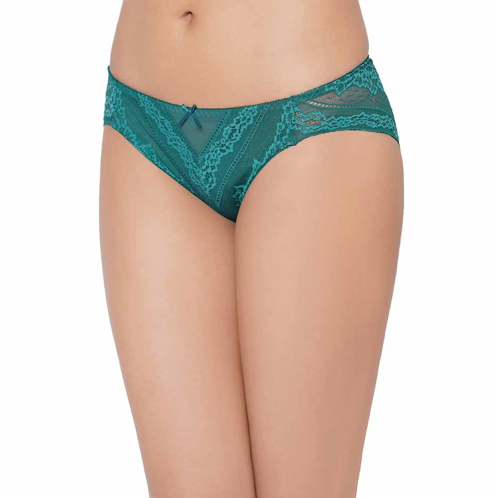 Lucy Low Waist Medium Coverage Bridal Wear Lace Bikini Panty - Teal