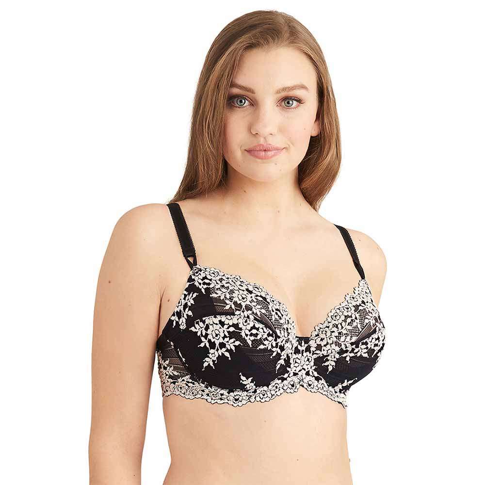 Embrace Lace Non Padded Wired 3/4th Cup Bridal Wear Medium coverage Fashion Bra - Black