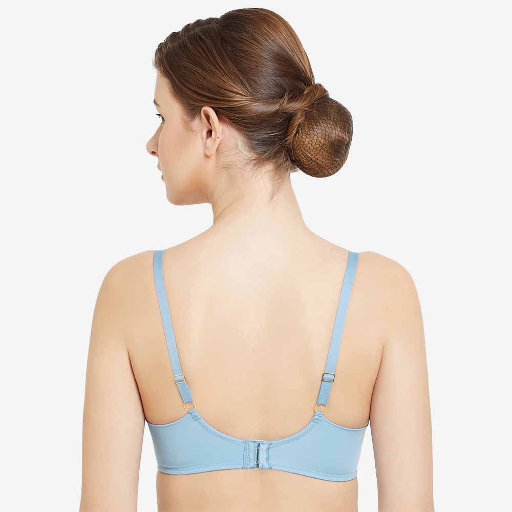 Looping Padded Non-wired  3/4th Cup Everyday Wear Medium coverage Lace Bra - Blue