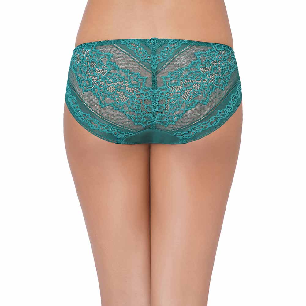 Lucy Low Waist Medium Coverage Bridal Wear Lace Bikini Panty - Teal