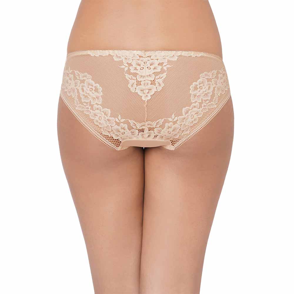 Evy Low Waist Medium Coverage Bridal Wear Lace Bikini Panty - Beige