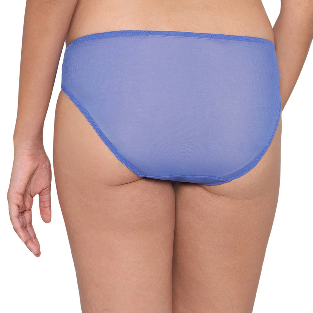 Embrace Lace Low Waist Medium Coverage Bridal Wear Lace Bikini Panty - Dark Blue