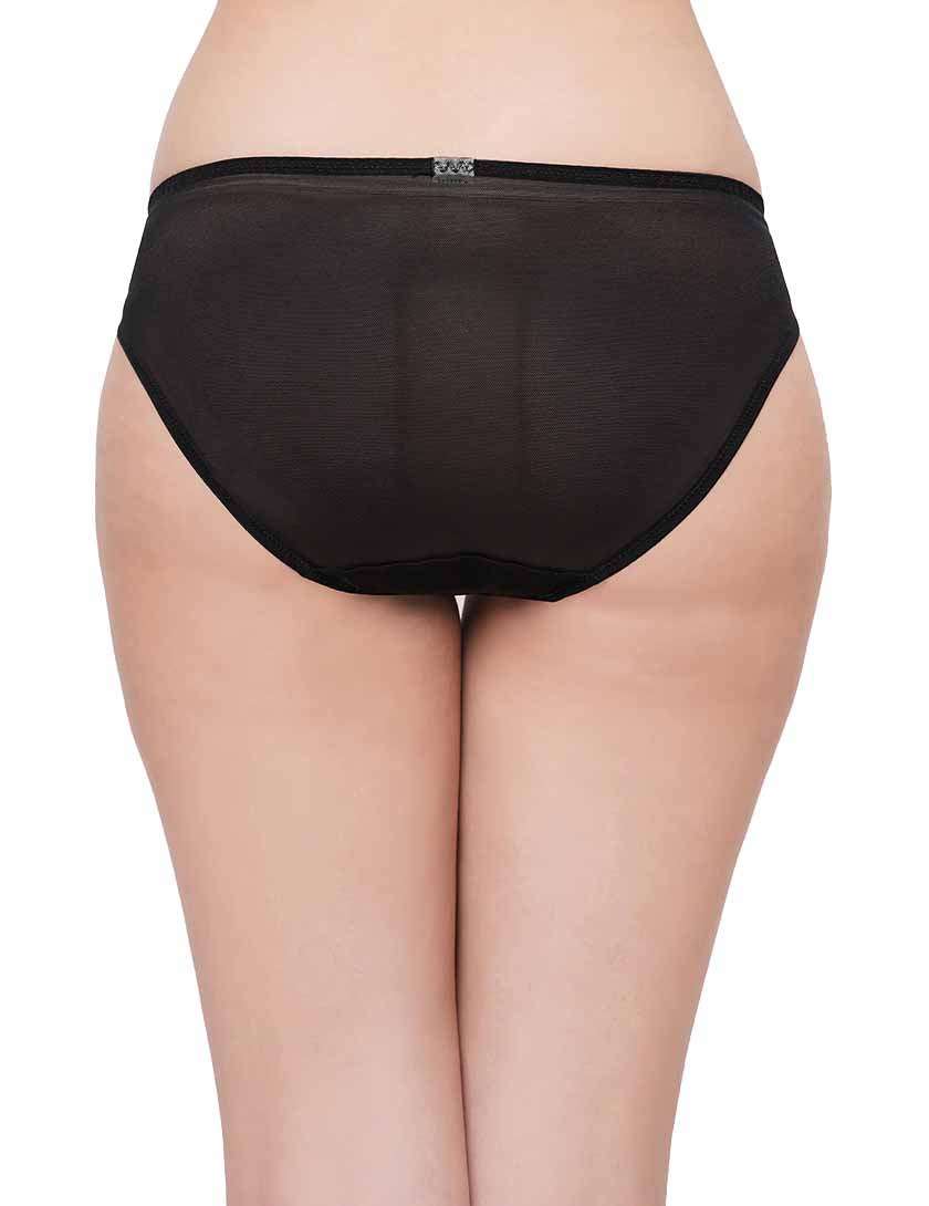 Embrace Lace Low Waist Medium Coverage Bridal Wear Lace Bikini Panty - Black