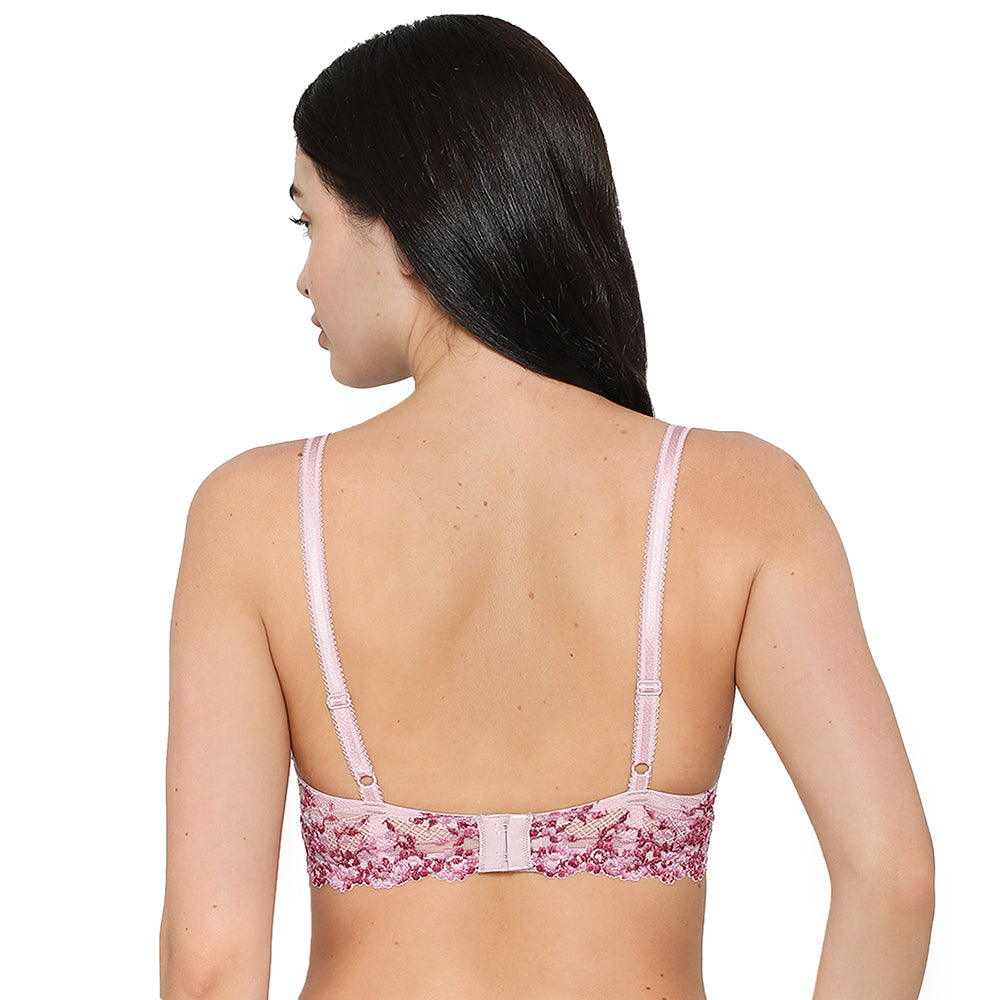 Embrace Lace Non Padded Wired 3/4th Cup Bridal Wear Medium coverage Fashion Bra - Pink